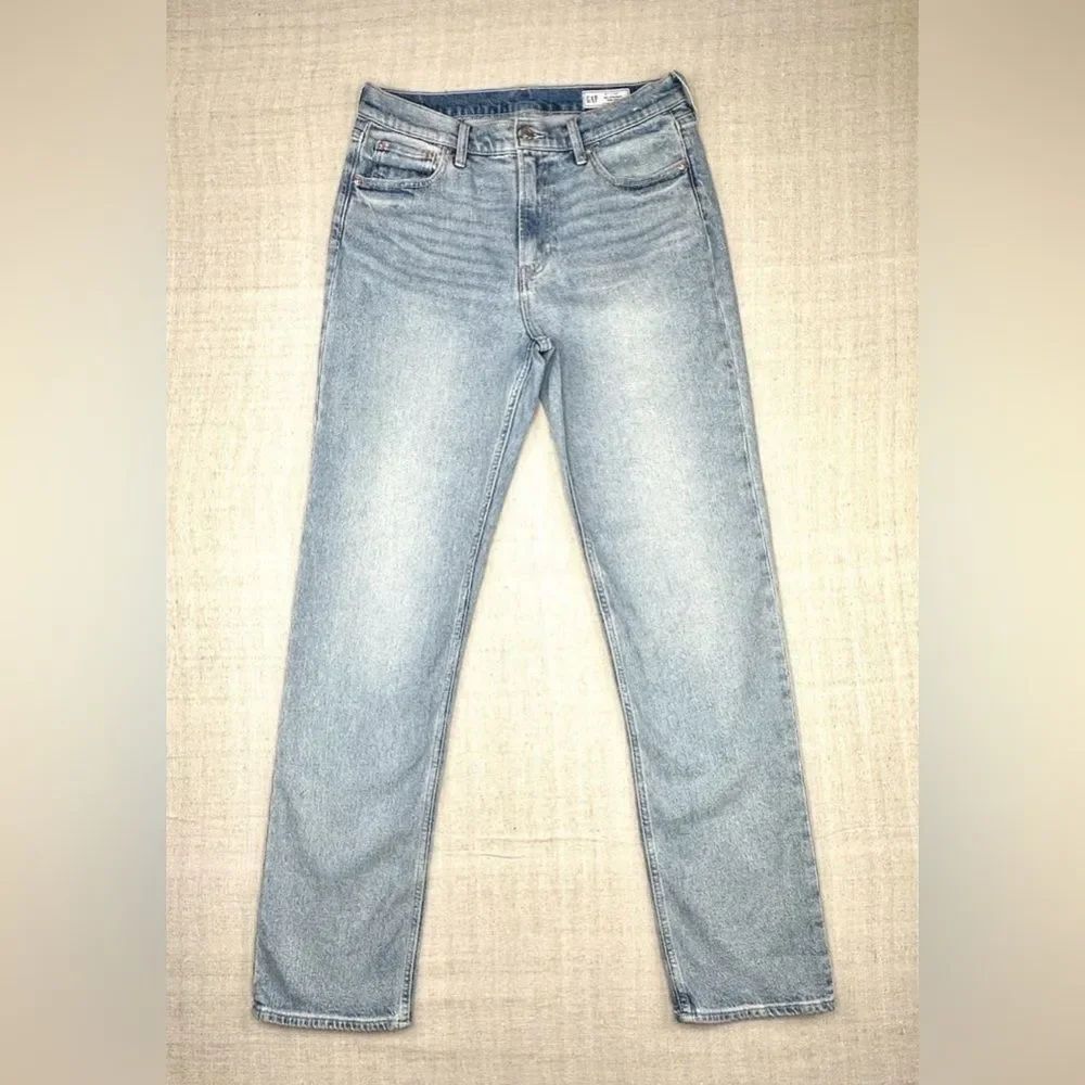GAP 90s Straight High Rise Jeans Women 31/12 Tall Light Wash Vintage Style